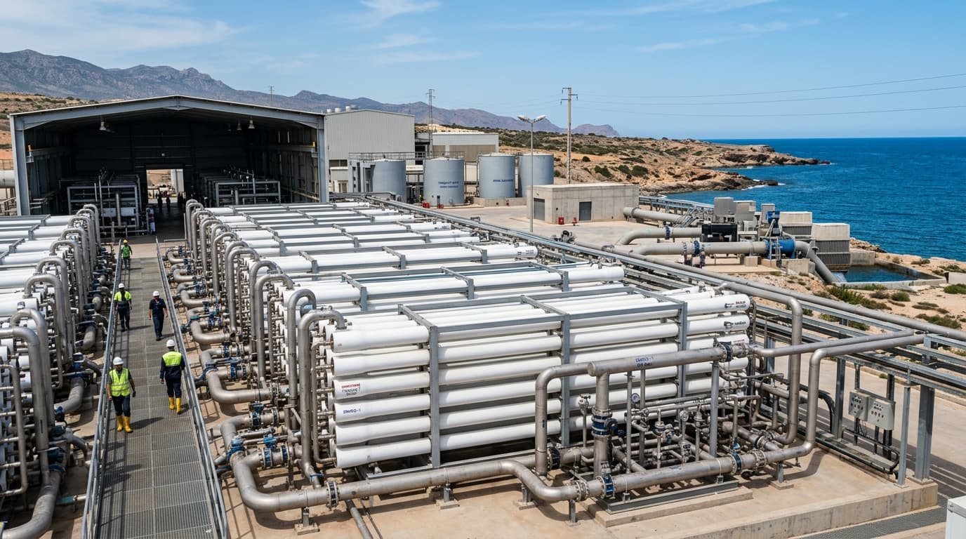 Industrial seawater reverse osmosis desalination facility in Algeria