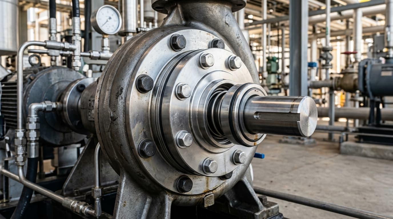 Precision mechanical seal cartridge and industrial compressor flange assembly